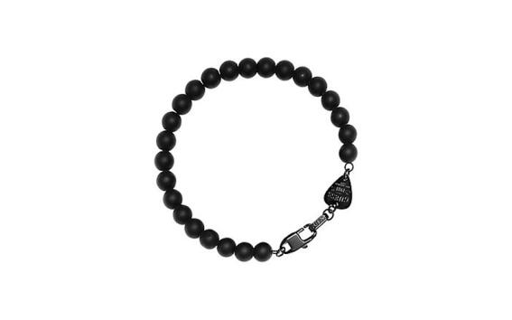 Αντρικό Κόσμημα Βραχιόλι 20cm από Ανοξείδωτο Ατσάλι με Μαύρες χάντρες, Guess UMB21508-S
