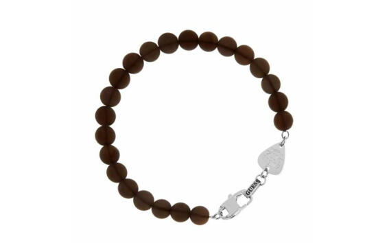 Αντρικό Κόσμημα Βραχιόλι 20cm από Ανοξείδωτο Ατσάλι με Καφέ χάντρες, Guess UMB21507-S