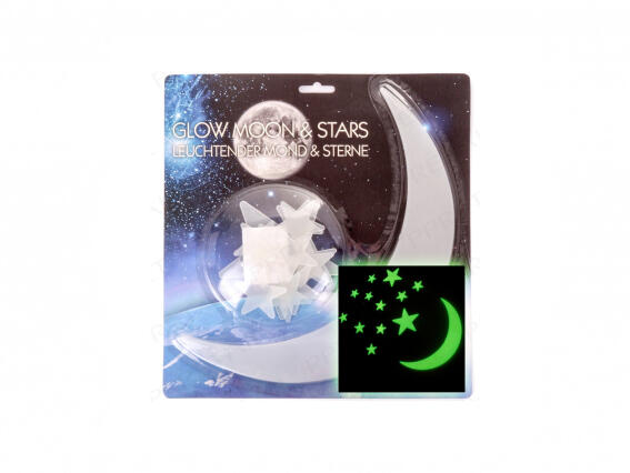 Eddy Toys Διακοσμητικά Τοίχου Φωσφοριζέ Αστέρια και Φεγγάρι Σετ 13τμχ