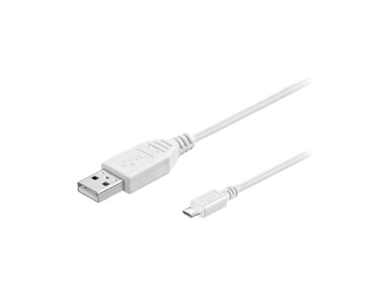 Grundig Καλώδιο USB σε microUSB 1m για Υψηλής Ταχύτητας Φόρτιση σε Λευκό χρώμα, 86339