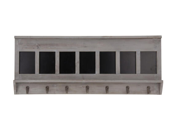 Ξύλινη Κρεμάστρα Vintage για τον Τοίχο με 7 άγκιστρα 90x35x5.5 cm σε Γκρι/Καφέ χρώμα