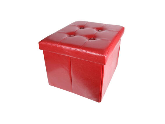 Homa Σκαμπό Πτυσσόμενο 38x38x38 cm με Αποθηκευτικό Χώρο σε Κόκκινο χρώμα από Faux Δέρμα, 102