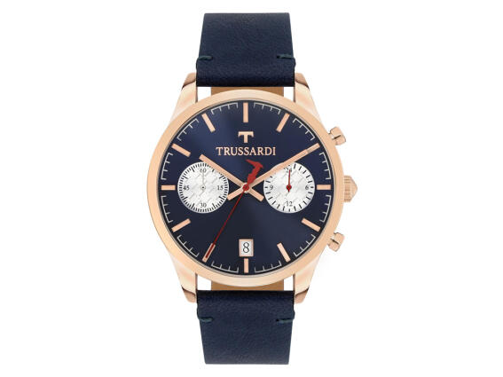 Trussardi Αντρικό Ρολόι My Time Chronograph Blue Leather Strap, R2471613001