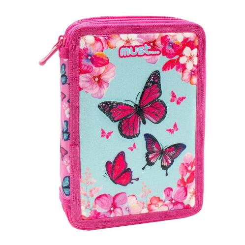 Must Butterfly 3D Eva Σχολική Κασετίνα Γεμάτη με 2 Θήκες
