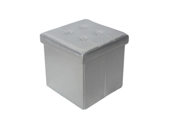 Homa Σκαμπό Πτυσσόμενο Τετράγωνο με Αποθηκευτικό Χώρο 38cm σε Ασημί χρώμα, Ottoman 111