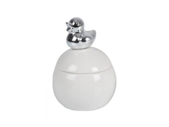 Arti Casa Μπιζουτιέρα Πορσελάνη Σχήμα Αυγό 8.5x7.5x7.5cm 88171 με Διακόσμηση Πάπια