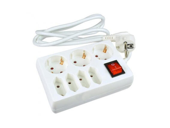 Kinzo Πολύπριζο 1.5 m με 3 Θύρες Σούκο, 4 Διπολικά και Διακόπτη On/Off σε Λευκό χρώμα, 99825