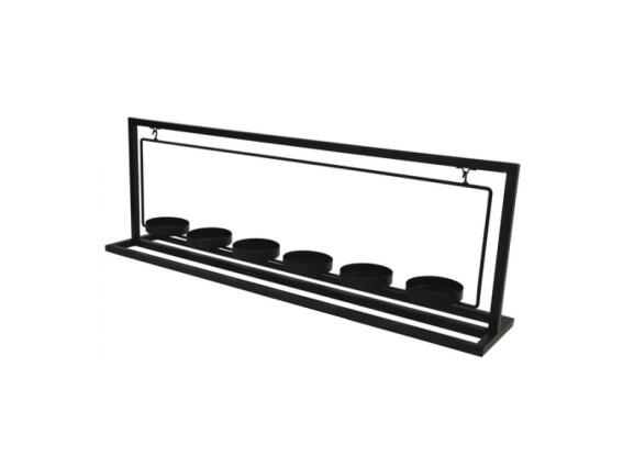 Μοντέρνο Κηροπήγιο με 6 Θέσεις για Κεριά 6.5x6cm σε Μαύρο χρώμα, 56x10.5x19cm, Arti casa 05519