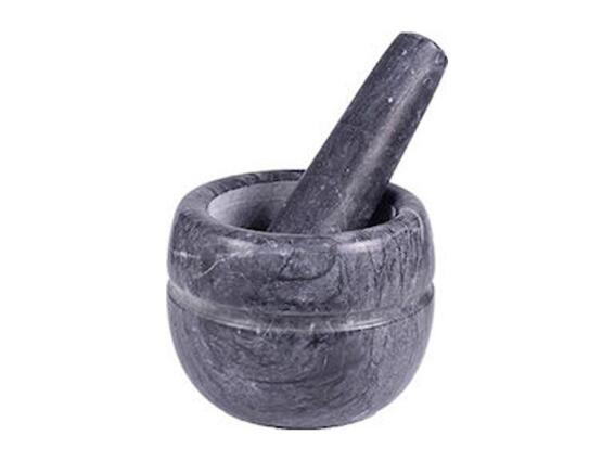 Σετ Γουδί και Γουδοχέρι από Μάρμαρο σε Μαύρο χρώμα, 8x8x8.9cm, EKO 650049