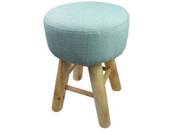 Ξύλινο Σκαμνί Σκαμπό με Υφασμάτινο Κάθισμα σε Πράσινο χρώμα, 30x30x40cm, Arti Casa 05739