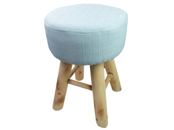 Ξύλινο Σκαμνί Σκαμπό με Υφασμάτινο Κάθισμα σε Μπλε χρώμα, 30x30x40cm, Arti Casa 05740