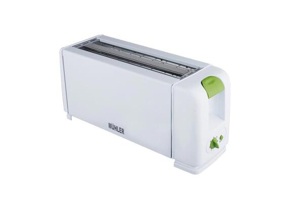 Φρυγανιέρα 1200W 4 θέσεων ψησίματος σε Λευκό χρώμα και Λαχανί λεπτομέρειες, Muhler MT-1244