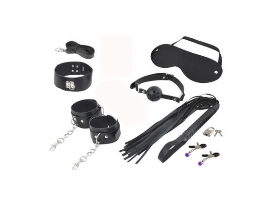 Σετ Ερωτικά Αξεσουάρ δεσίματος 9 τεμαχίων από δερματίνη σε Μαύρο χρώμα, 5189
