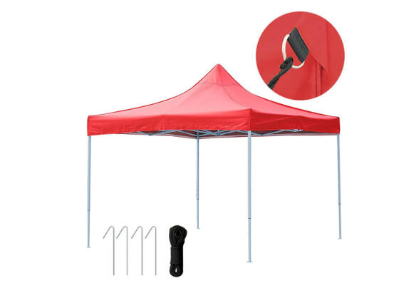 Gazebo Πτυσσόμενο Κιόσκι Τέντα Μεταλλικό σκελετό Τετράγωνο Αδιάβροχο σε Κόκκινο Χρώμα, 3x3x3.2 μέτρα