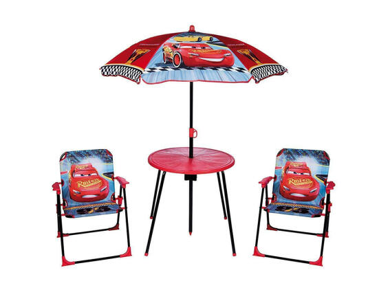 Disney Cars  Παιδικό Σετ κήπου βεράντας με Τραπέζι, Ομπρέλα και δύο καρέκλες