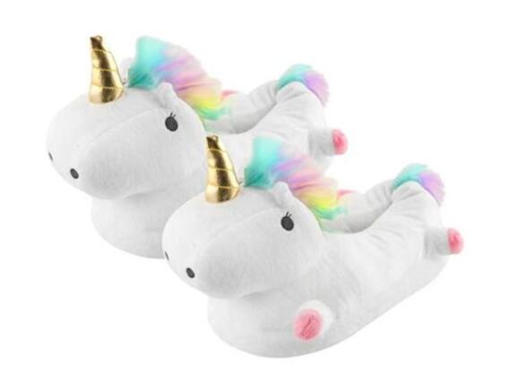 Χειμωνιάτικες παντόφλες μονόκερος με LED, onesize, για νούμερα 35 έως 40, 31x18x18.5