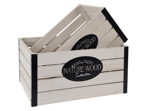 Aria Trade Σετ Ξύλινα Καφάσια 2 τεμαχίων για εσωτερική και εξωτερική διακόσμηση, σε 2 μεγέθη, NB1402500