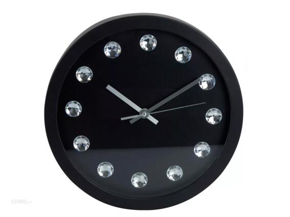 Διακοσμητικό Ρολόι Τοίχου με μεταλλικούς δείκτες και ενδείξεις κρύσταλλα  30 εκατοστών Μαύρο
