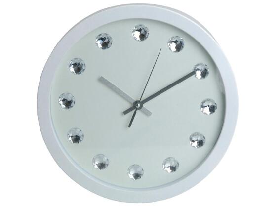 Διακοσμητικό Ρολόι Τοίχου με μεταλλικούς δείκτες και ενδείξεις κρύσταλλα  30 εκατοστών Λευκό