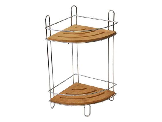 Evideco Γωνιακή Επιτοίχια Ραφιέρα Μπάνιου Μεταλλική με 2 Ράφια 19.5x19.5x36.5cm 9118195