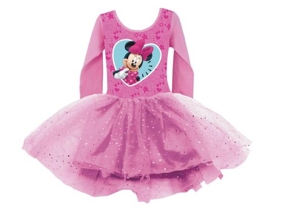 Disney Παιδικό Κορμάκι Μπαλέτου με τούλινη φούστα και στάμπα Minnie Mouse, σε ροζ χρώμα Μέγεθος 2