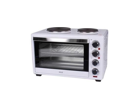 Φουρνάκι με δύο εστίες 1600W χωρητικότητας 38L σε Λευκό χρώμα, 29.5x38.5cm, Muhler