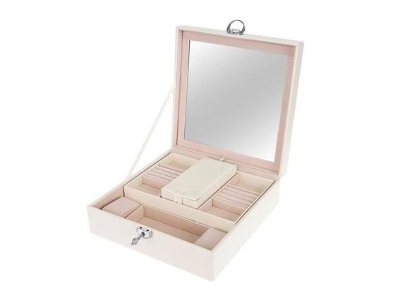 Aria Trade Μπιζουτιέρα Κουτί με Καθρέφτη λευκό