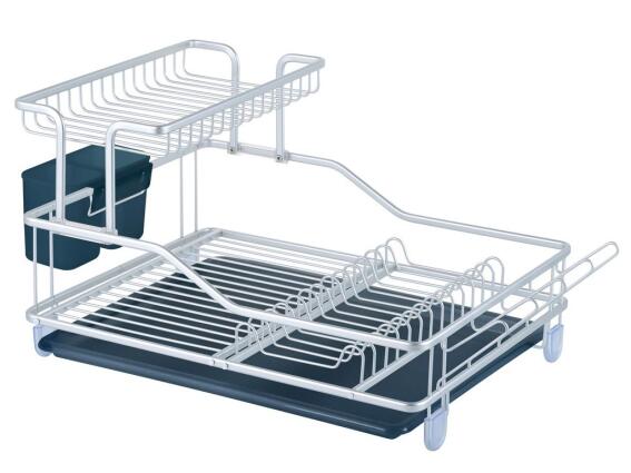 Μεταλλική Διπλή Πιατοθήκη Στεγνωτήριο πιάτων με δίσκο, 59.8x35x25.5 cm, Luigi Ferrero FR-6035AL-B