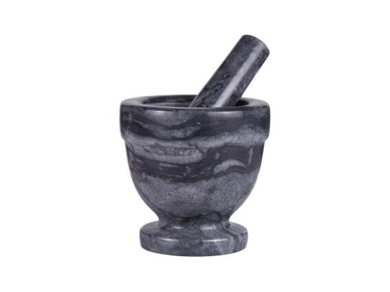 Σετ Γουδί και Γουδοχέρι από μάρμαρο σε μαύρο χρώμα, 10x10 cm