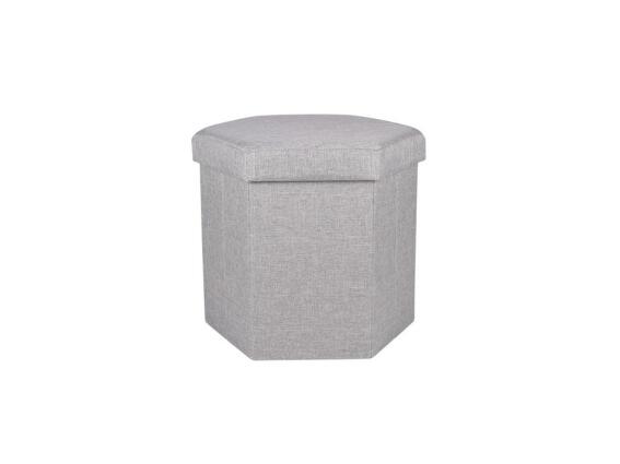 Πτυσσόμενο Υφασμάτινο Σκαμπό εξάγωνο με αποθηκευτικό χώρο σε γκρι χρώμα, 38x43x38 cm