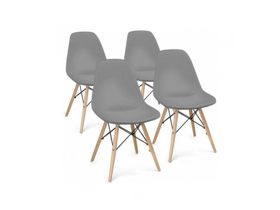 Σετ Καρέκλες Τραπεζαρίας, Κουζίνας 4 τεμαχίων σε γκρι χρώμα με ξύλινο σκελετό