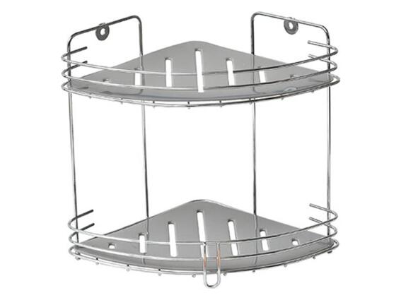 Aria Trade Γωνιακή Επιτοίχια Ραφιέρα Μπάνιου Μεταλλική με 2 Ράφια 9158180 20x20x23cm