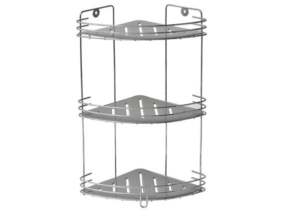 Aria Trade Γωνιακή Επιτοίχια Ραφιέρα Μπάνιου Μεταλλική με 3 Ράφια 20x20x40cm 9159180