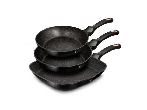 Berlinger Haus Σετ Τηγάνια 3 τεμαχίων με Αντικολλητική Επίστρωση, BH-6156 Black Rose Collection
