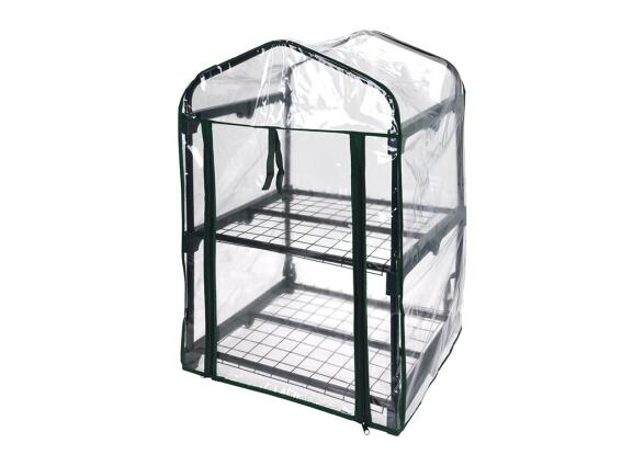 Θερμοκήπιο με 2 ράφια και μεταλλικό σκελετό ιδανικό για Μπαλκόνι ή Αυλή, 50x45x80 cm, Pro Garden