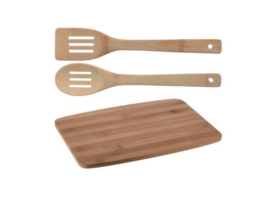 Σετ Ξύλινη Επιφάνεια Κοπής από Bamboo και 2 ξύλινες κουτάλες, 32,5x23x2cm
