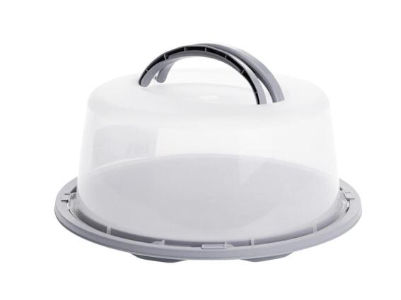 Πλαστικό Δοχείο αποθήκευσης Κέικ με Αεροστεγές Καπάκι και Λαβή, Τουρτιέρα διαμέτρου 35cm, Γκρι