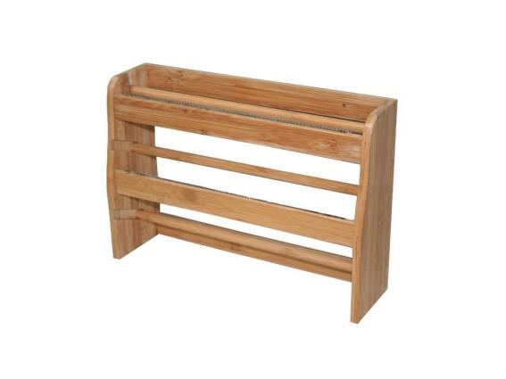 Bamboo Επιτοίχια Τριπλή Βάση για Ρολό Κουζίνας από ξύλο Μπαμπού σε καφέ χρώμα, 36x10x25 cm