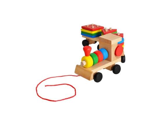 Εκπαιδευτικό Ξύλινο Τρενάκι XL με τουβλάκια, Wooden Educational Train