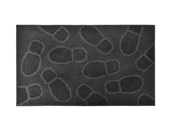 Πατάκι Χαλάκι εισόδου  με σχέδιο πατημασιές σε μαύρο χρώμα 45x75 cm, Picot