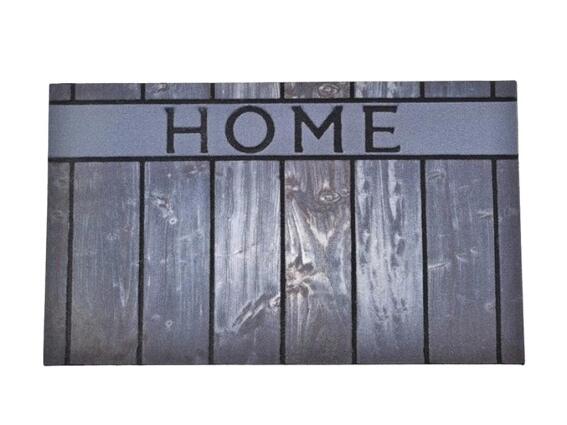 Πατάκι Χαλάκι εισόδου  με σχέδιο ξύλο και επιγραφή Home σε γκρι χρώμα,45x75 cm