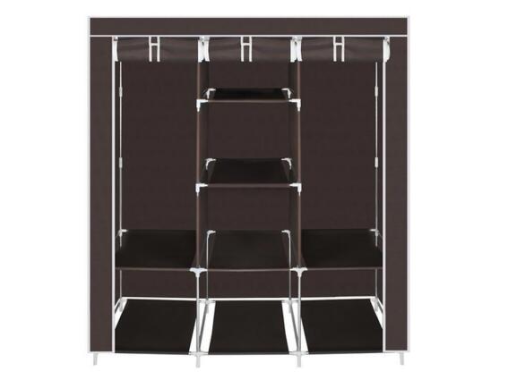Aria Trade Τριπλή Υφασμάτινη Ντουλάπα σε καφέ χρώμα με φερμουάρ, 43x125x166 cm