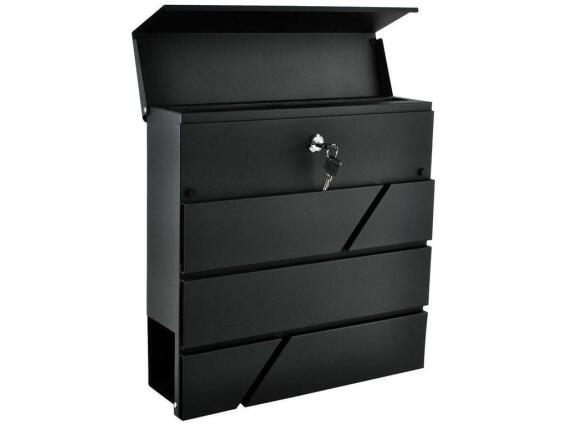 Malatec Γραμματοκιβώτιο από Ατσάλι με κλειδαριά και θέση για εφημερίδα σε μαύρο χρώμα, 10x37x36.7 cm