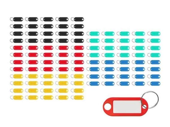 Σετ Μπρελόκ Ετικέτα Κλειδιών 100 τεμαχίων σε διάφορα χρώματα, 6.5x2.1 cm