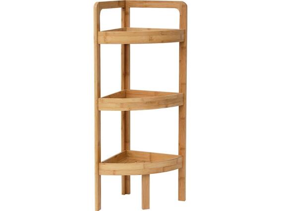 Aria Trade Γωνιακή Επιδαπέδια Ραφιέρα Μπάνιου Bamboo με 3 Ράφια 29x29x85cm 195 98162195