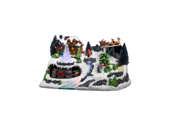 Χριστουγεννιάτικό διακοσμητικό με Led Φωτισμό και με απεικόνιση χιονισμένου χωριού, 30x19x18.50cm