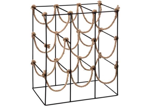 Μεταλλική κάβα κρασιών 9 θέσεων με καραβόσκοινο, διαστάσεων 38x22x45cm