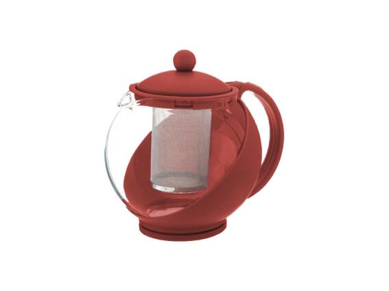 Γυάλινη Τσαγιέρα χωρητικότητας 1.25L με ενσωματωμένο φίλτρο σε 5 χρώματα, Tea pot Μπορντώ