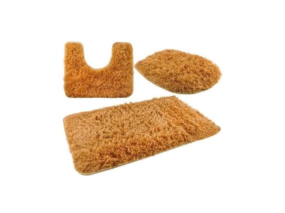 Σετ πατάκια μπάνιου 3 τεμαχίων, με προστατευτικό λεκάνης σε Ταμπά Χρώμα, 50,5x5x80cm