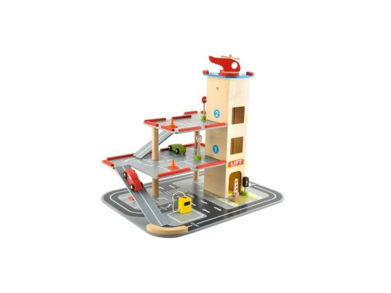 Aria Trade Σετ Παιδικό Παιχνίδι Ξύλινο Γκαράζ με ελικοδρόμιο, 36x48x42 cm